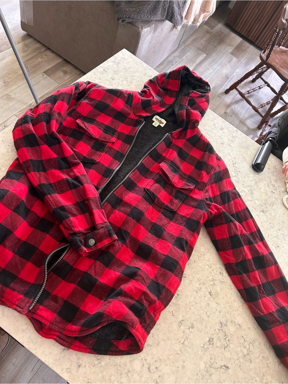 Women’s Hatley Red and Black Buffalo Plaid Hooded Utility Jacket